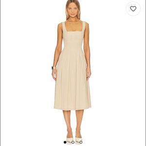 WeWoreWhat Corset Pleated Midi Dress in Beige